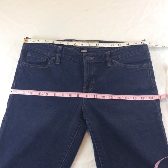 Loft Boot Cut Slim Mid-Rise Womens Jeans Size 10 Dark Wash inseam 29 Button - Picture 9 of 12